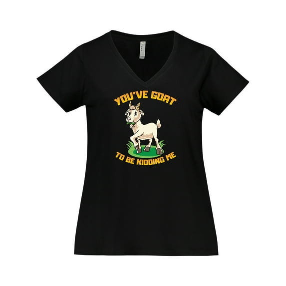 Inktastic Funny Goat Kid Joke Women's Plus Size V-Neck T-Shirt