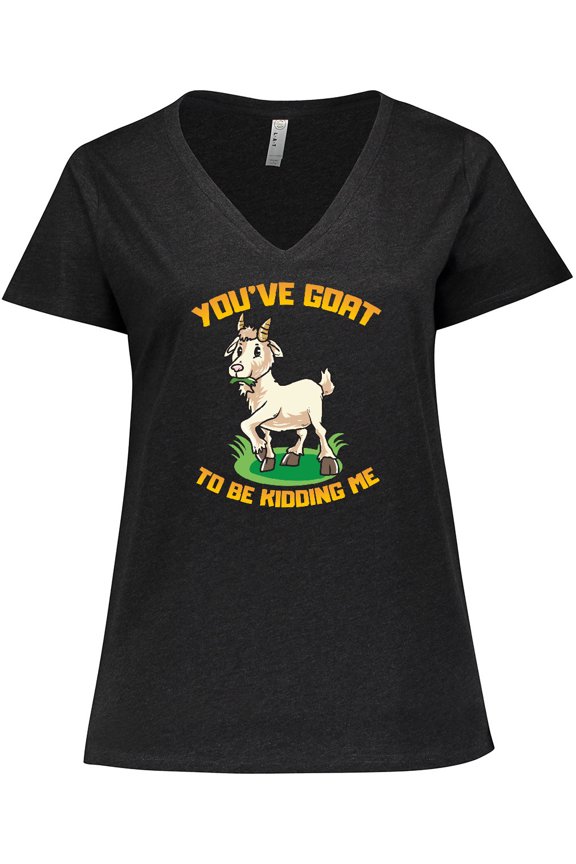 Funny Goat Kid Joke Women's Plus Size V-Neck T-Shirt
