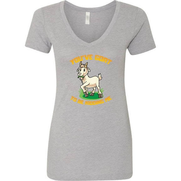 Inktastic Funny Goat Kid Joke Women's V-Neck T-Shirt