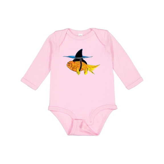 Inktastic Funny Goldfish with Shark Fin Boys or Girls Long Sleeve Baby Bodysuit