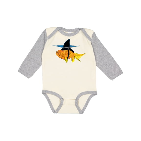 Inktastic Funny Goldfish with Shark Fin Boys or Girls Long Sleeve Baby Bodysuit