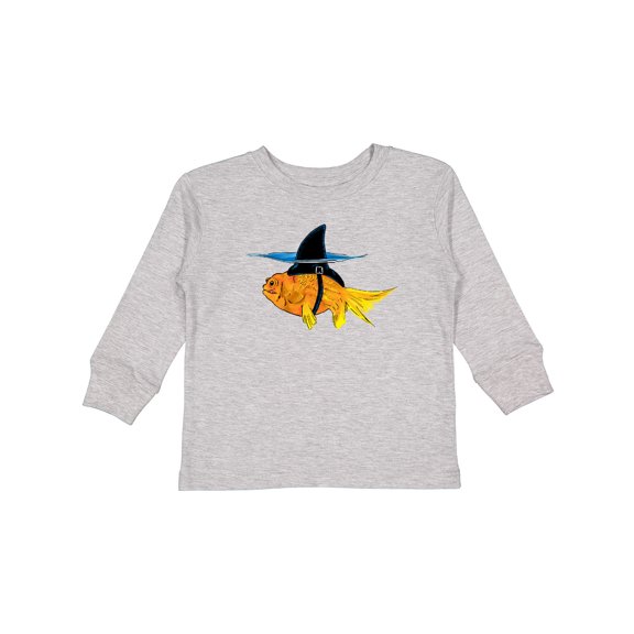 Inktastic Funny Goldfish with Shark Fin Boys or Girls Long Sleeve Toddler T-Shirt