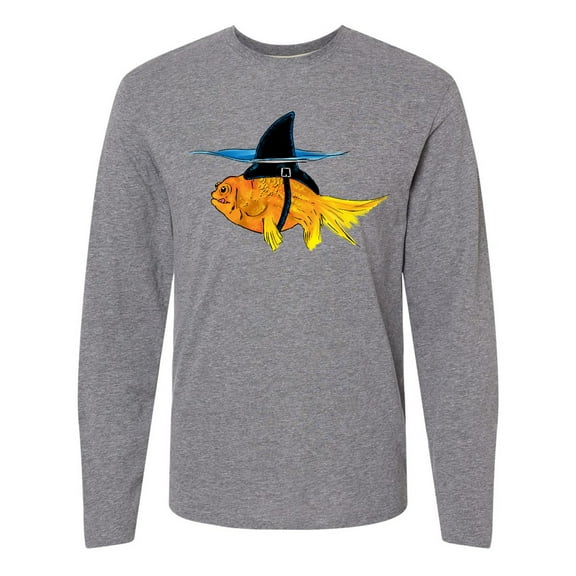 Inktastic Funny Goldfish with Shark Fin Long Sleeve T-Shirt