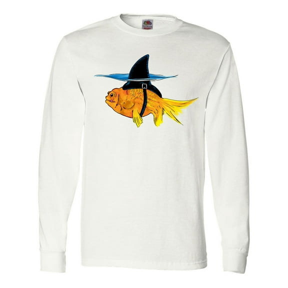 Inktastic Funny Goldfish with Shark Fin Long Sleeve T-Shirt