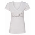 thumbnail image 1 of Inktastic Funny Golfing Tee He's Golfing Women's V-Neck T-Shirt, 1 of 5