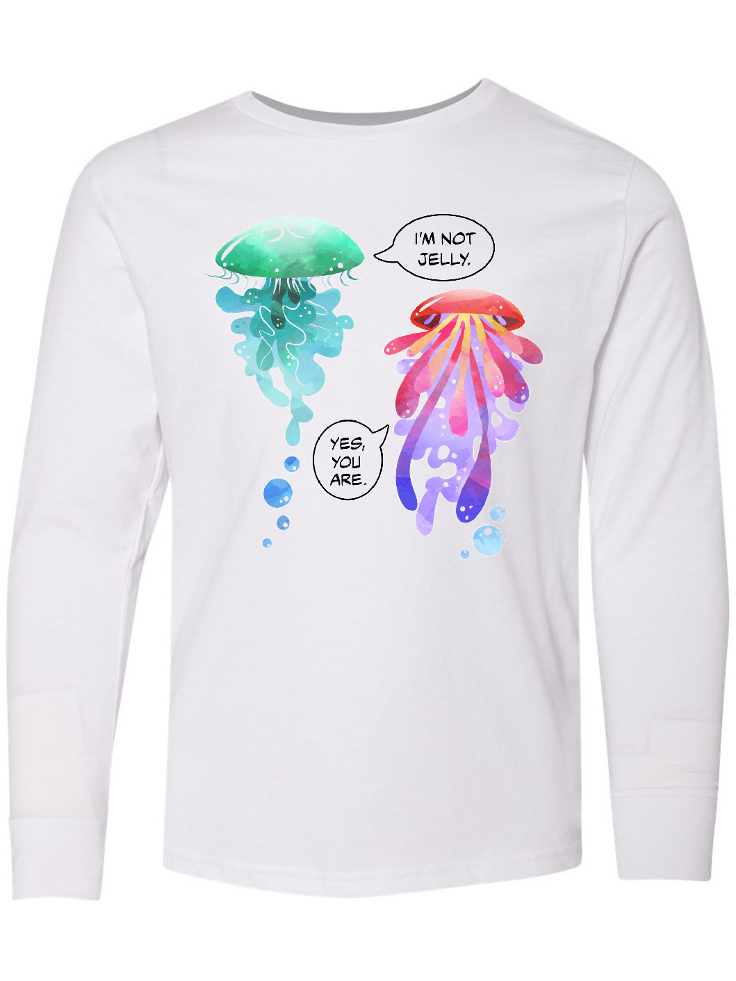 Inktastic Funny I'm Not Jelly Jellyfish in Blue and Pink Long Sleeve Youth T-Shirt - image 1 of 4