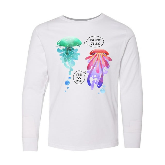Inktastic Funny I'm Not Jelly Jellyfish in Blue and Pink Long Sleeve Youth T-Shirt