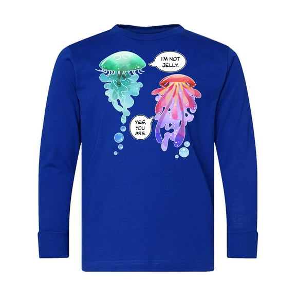 Inktastic Funny I'm Not Jelly Jellyfish in Green and Pink Long Sleeve Youth T-Shirt