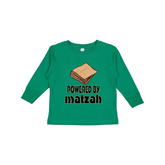 Inktastic Funny Passover Powered by Matzah Boys or Girls Long Sleeve Toddler T-Shirt