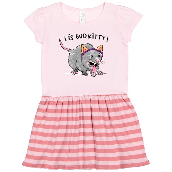 Inktastic Funny Possum Hissing Wearing Cat Ears 'I is GUD KITTY!' Gift Toddler Girl Dress