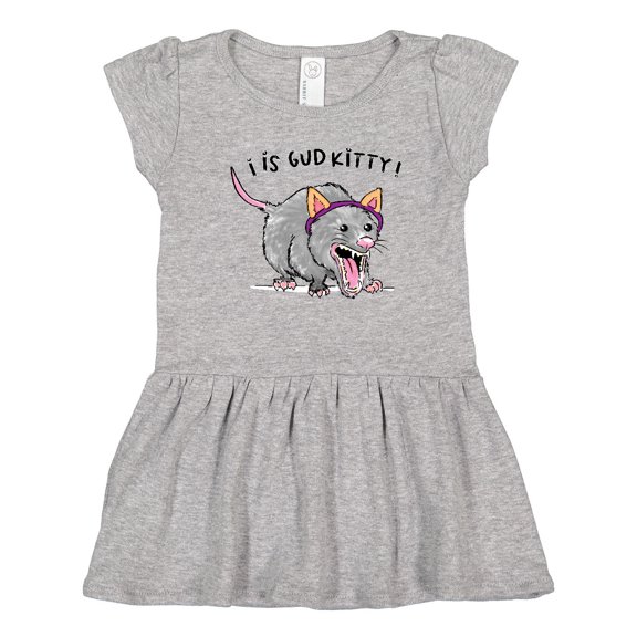 Inktastic Funny Possum Hissing Wearing Cat Ears 'I is GUD KITTY' Girls Toddler Dress