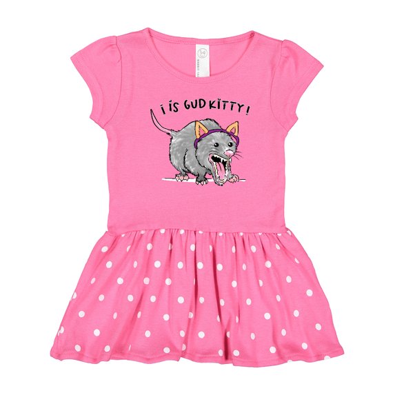 Inktastic Funny Possum Hissing Wearing Cat Ears 'I is GUD KITTY!' Girls Toddler Dress