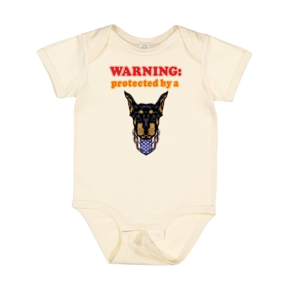 Inktastic Funny Protected by a Doberman Pinscher Dog Boys or Girls Baby Bodysuit