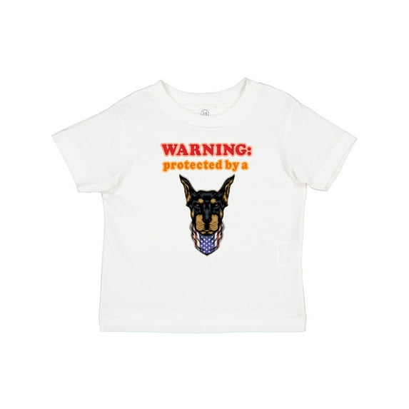 Inktastic Funny Protected by a Doberman Pinscher Dog Boys or Girls Baby T-Shirt