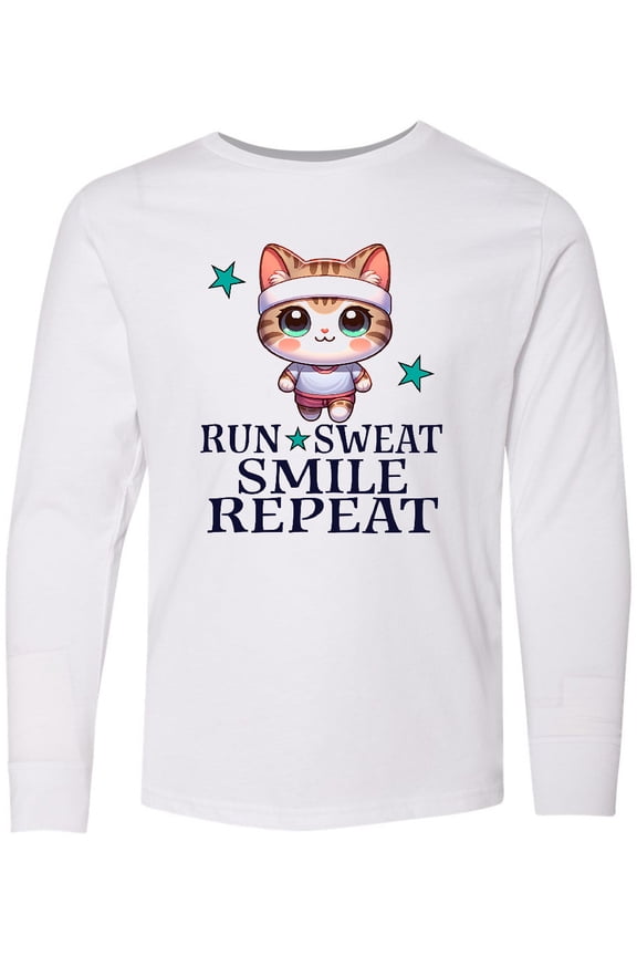 Funny Run Sweat Smile Repeat Long Sleeve Youth T-Shirt