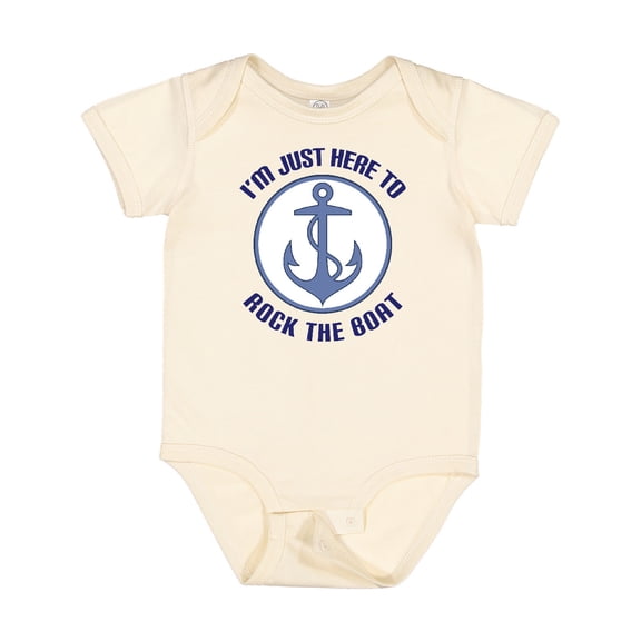 Inktastic Funny Sailing Im Just Here to Rock the Boat Boys or Girls Baby Bodysuit