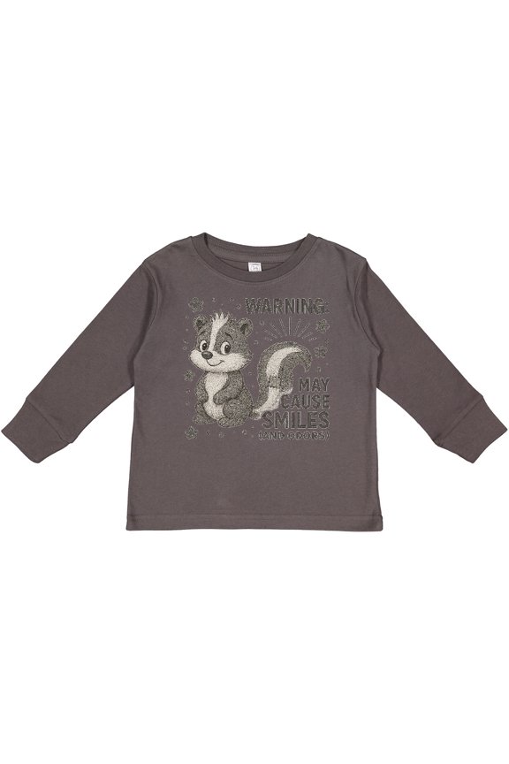 Funny Skunk Warning Kids Shirt Boys or Girls Long Sleeve Toddler T-Shirt