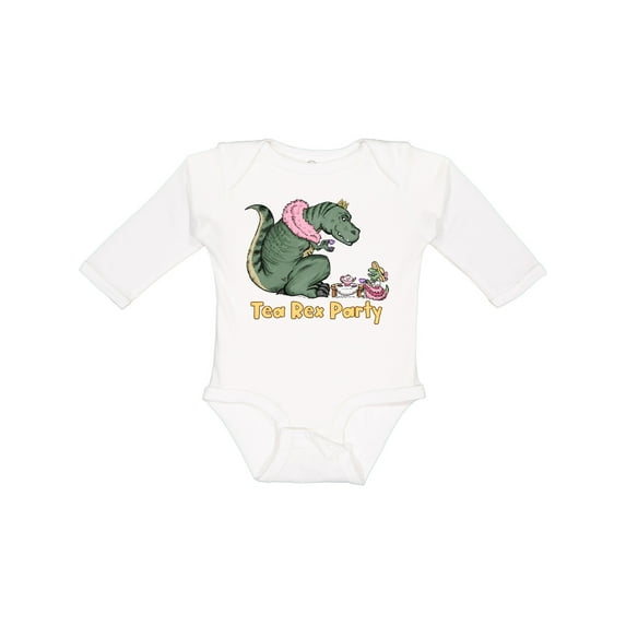 Inktastic Funny Tea Rex Party Boys or Girls Long Sleeve Baby Bodysuit
