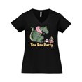 thumbnail image 1 of Inktastic Funny Tea Rex Party Women's Plus Size V-Neck T-Shirt, 1 of 5