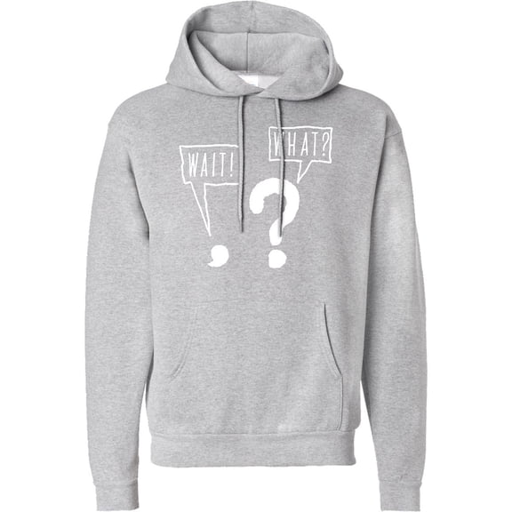 Inktastic Funny Wait What? Comma and Question Mark Adult Hoodie Sweatshirt