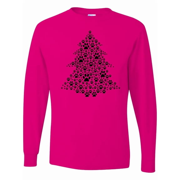 Inktastic Furry Christmas Tree As Pawprints Long Sleeve T-Shirt