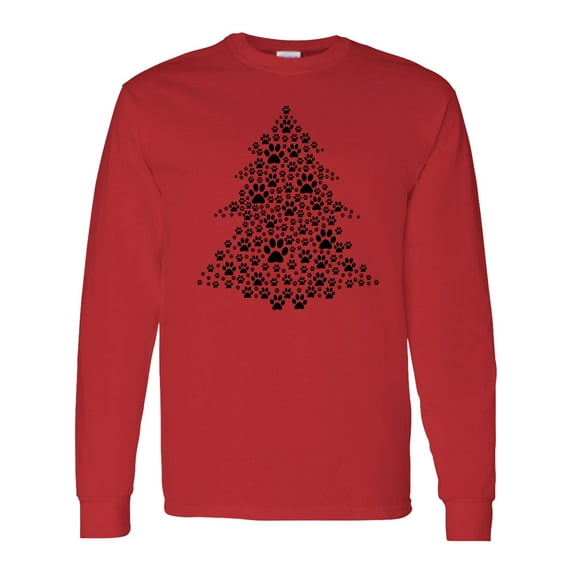 Inktastic Furry Christmas Tree As Pawprints Long Sleeve T-Shirt