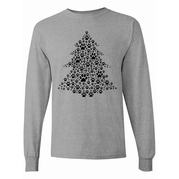 Inktastic Furry Christmas Tree As Pawprints Long Sleeve T-Shirt
