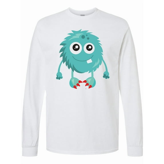 Inktastic Furry Monster, Blue Monster, Cute Monster, Silly Long Sleeve T-Shirt