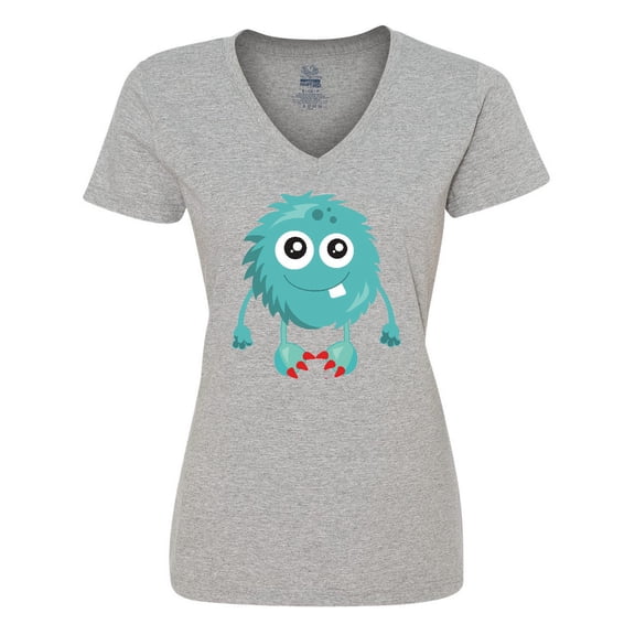 Inktastic Furry Monster, Blue Monster, Cute Monster, Silly Women's V-Neck T-Shirt