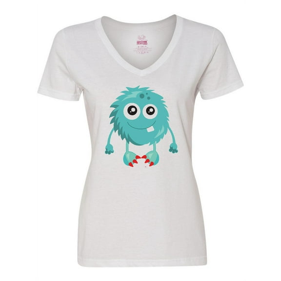 Inktastic Furry Monster, Blue Monster, Cute Monster, Silly Women's V-Neck T-Shirt
