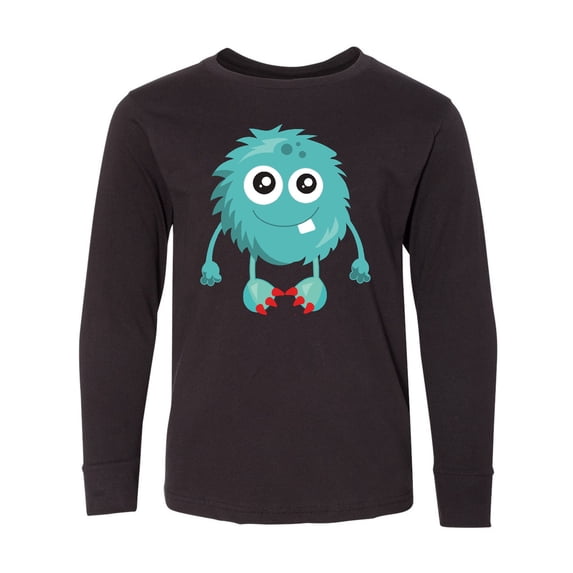 Inktastic Furry Monster, Little Monster, Blue Monster Long Sleeve Youth T-Shirt