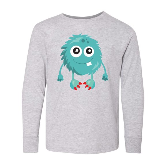 Inktastic Furry Monster, Little Monster, Blue Monster Long Sleeve Youth T-Shirt