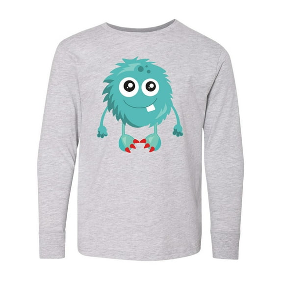Inktastic Furry Monster, Little Monster, Blue Monster Long Sleeve Youth T-Shirt