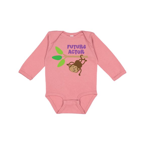 Inktastic Future Actor Childs Acting Theater Monkey Boys or Girls Long Sleeve Baby Bodysuit