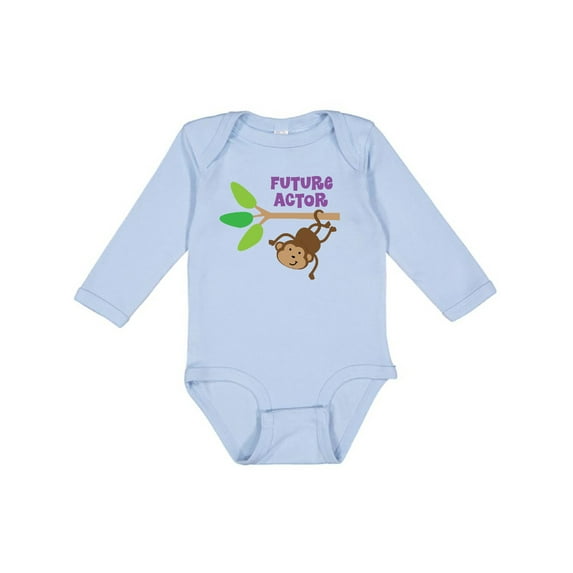 Inktastic Future Actor Childs Acting Theater Monkey Boys or Girls Long Sleeve Baby Bodysuit