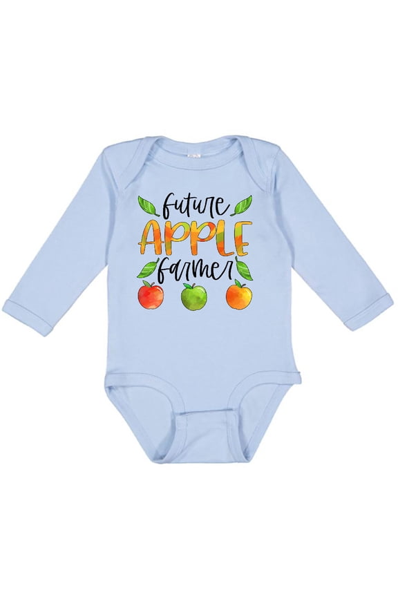 Future Apple Farmer- Apples and Leaves Boys or Girls Long Sleeve Baby Bodysuit