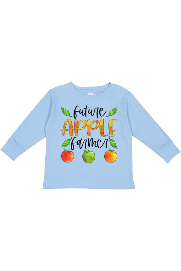 Future Apple Farmer- Apples and Leaves Boys or Girls Long Sleeve Toddler T-Shirt