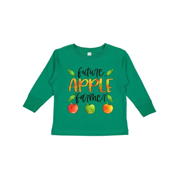 Inktastic Future Apple Farmer- Apples and Leaves Boys or Girls Long Sleeve Toddler T-Shirt
