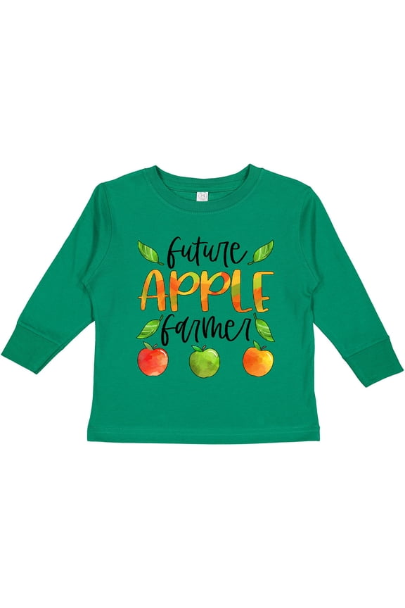Future Apple Farmer- Apples and Leaves Boys or Girls Long Sleeve Toddler T-Shirt