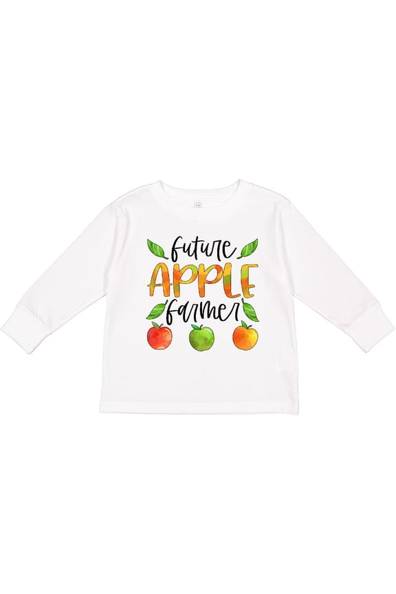 Future Apple Farmer- Apples and Leaves Boys or Girls Long Sleeve Toddler T-Shirt