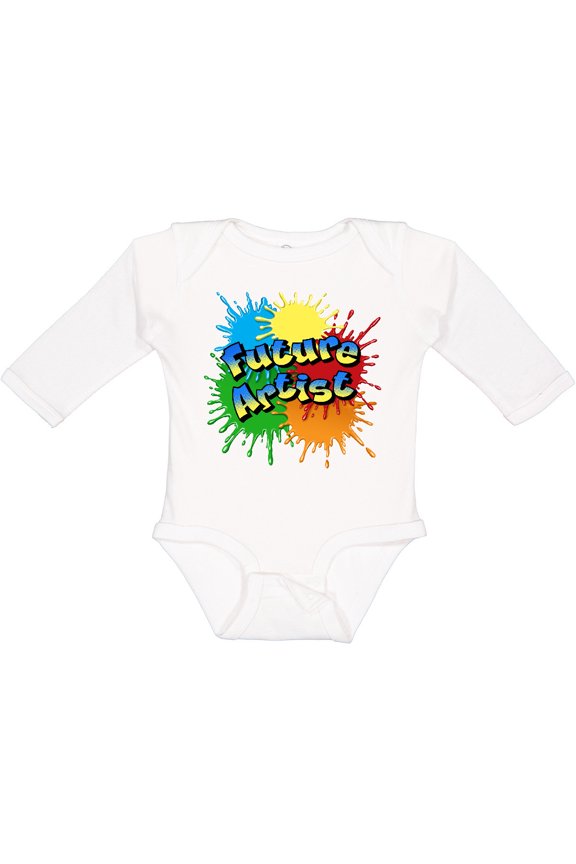 Future Artist Pop Art Style with Paint Splatters Boys or Girls Long Sleeve Baby Bodysuit