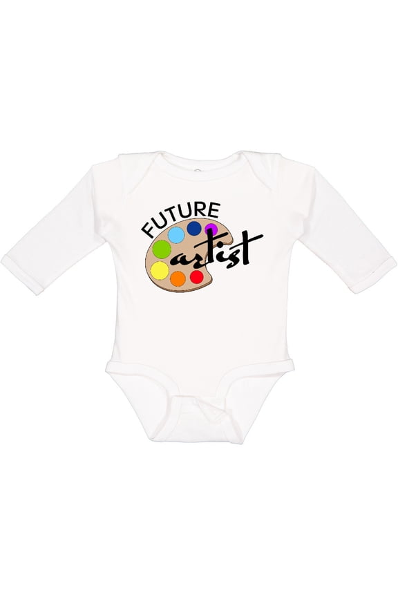 Future Artist with Paints Boys or Girls Long Sleeve Baby Bodysuit