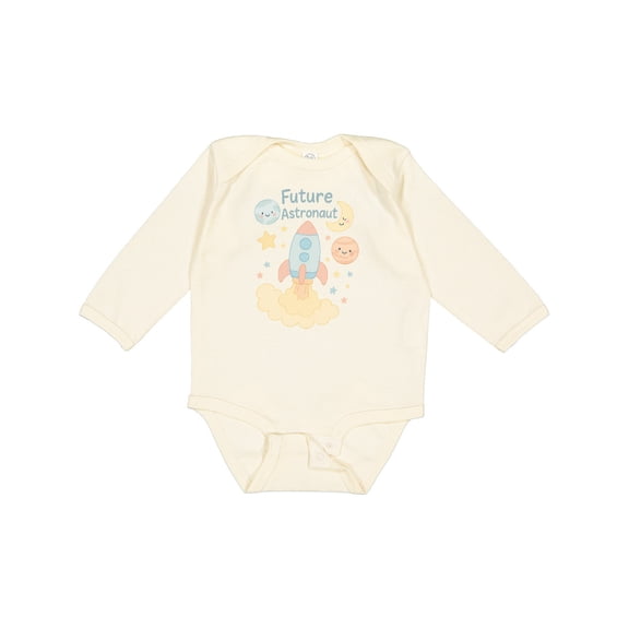 Inktastic Future Astronaut Rocket Moon and Stars Boys or Girls Long Sleeve Baby Bodysuit
