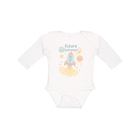 Inktastic Future Astronaut Rocket Moon and Stars Boys or Girls Long Sleeve Baby Bodysuit