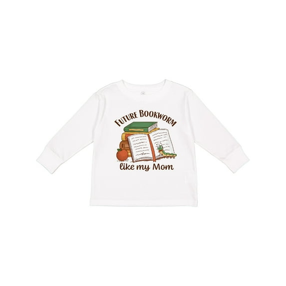 Inktastic Future Bookworm Like My Mom Boys or Girls Long Sleeve Toddler T-Shirt