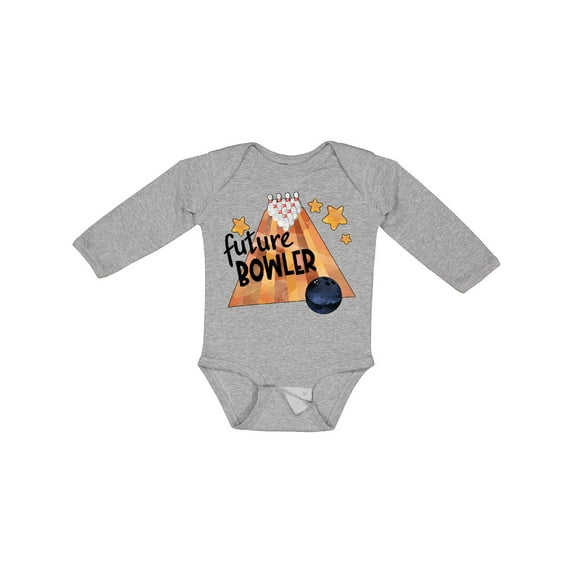 Inktastic Future Bowler Bowling Ball and Pins Boys or Girls Long Sleeve Baby Bodysuit