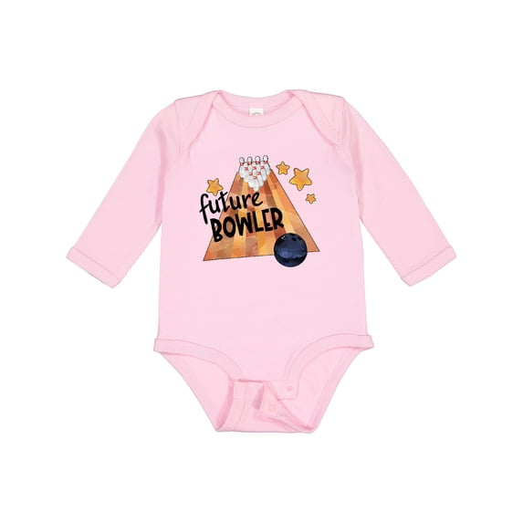 Inktastic Future Bowler Bowling Ball and Pins Boys or Girls Long Sleeve Baby Bodysuit