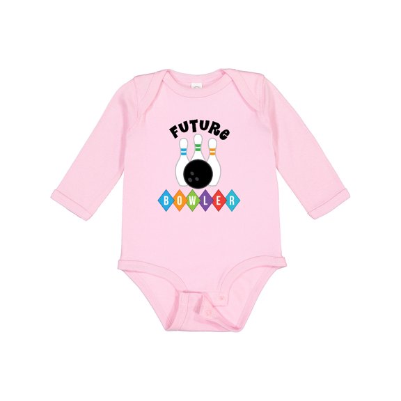 Inktastic Future Bowler Bowling Pins Boys or Girls Long Sleeve Baby Bodysuit