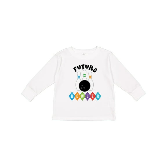 Inktastic Future Bowler Bowling Pins Boys or Girls Long Sleeve Toddler T-Shirt