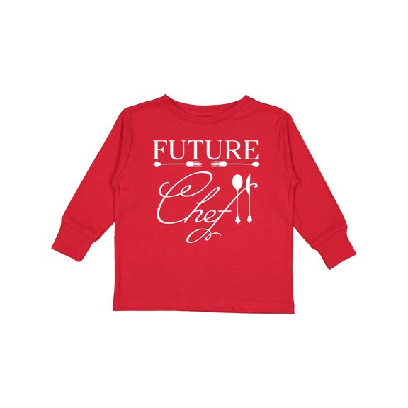 Inktastic Future Chef with silverware Boys or Girls Long Sleeve Toddler T-Shirt